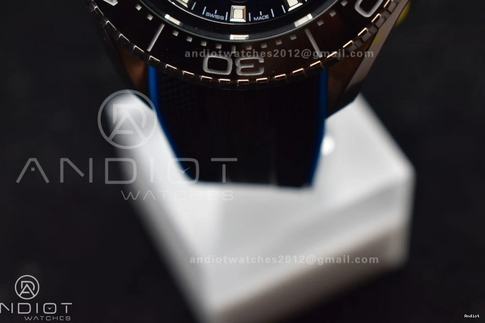 TF 1:1 6000M Dial Seamaster Black Deep Black Strap Ceramic Ultra A2824 Edition Bezel on Blue Rubber SS Best 0302